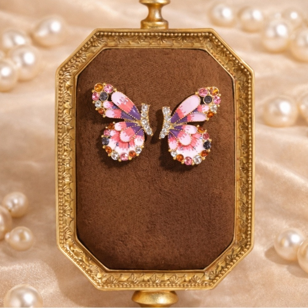 Vintage Couture Butterfly Jewel Earrings